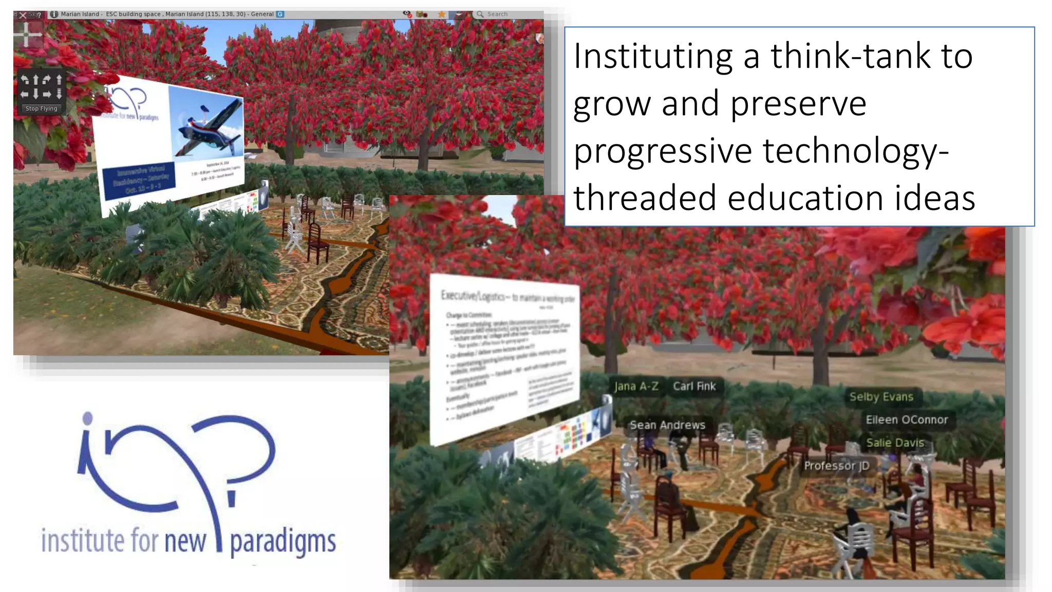 Instituting a think-tank to
grow and preserve
progressive technology-
threaded education ideas
 