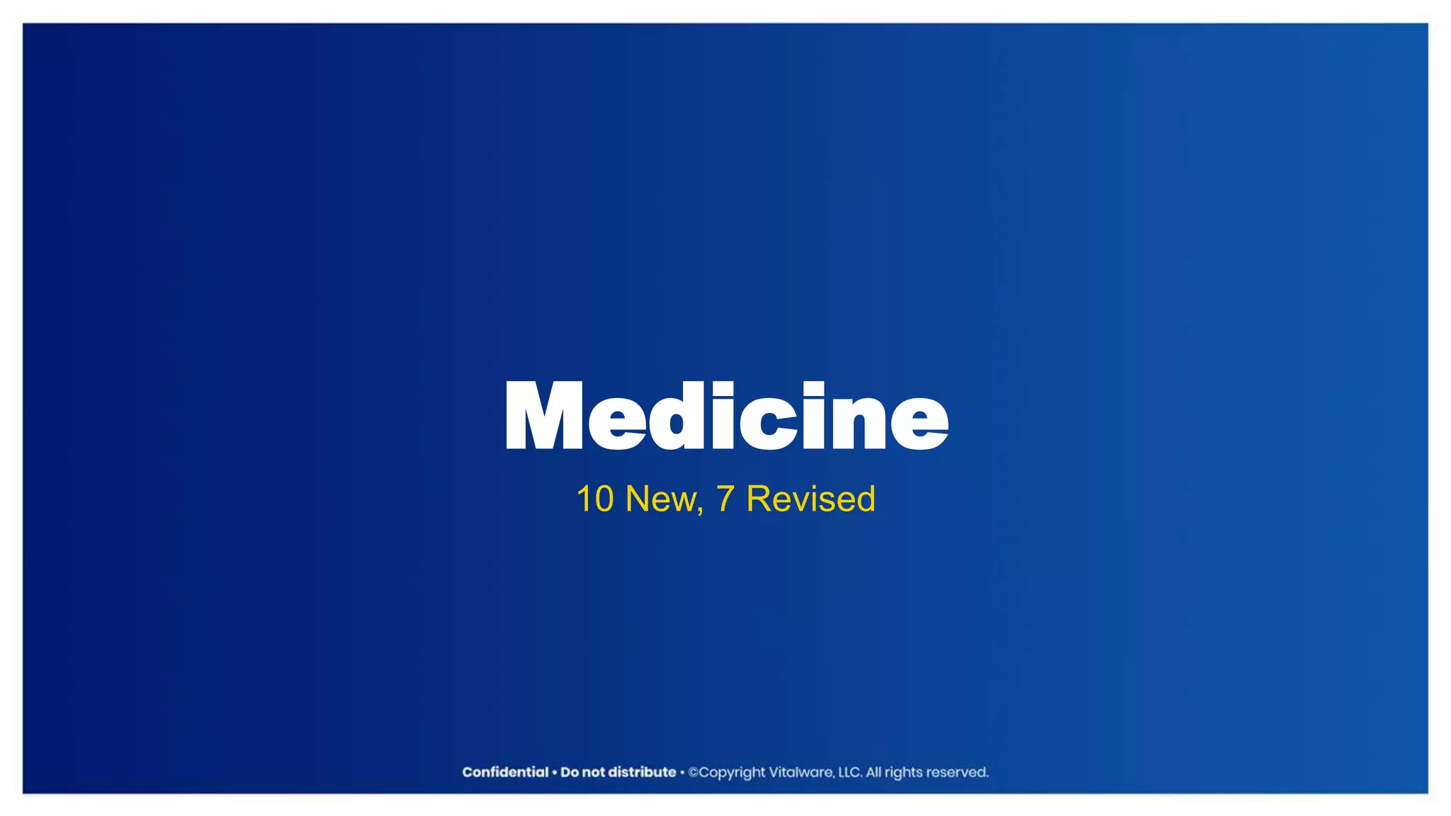 Medicine
10 New, 7 Revised
 