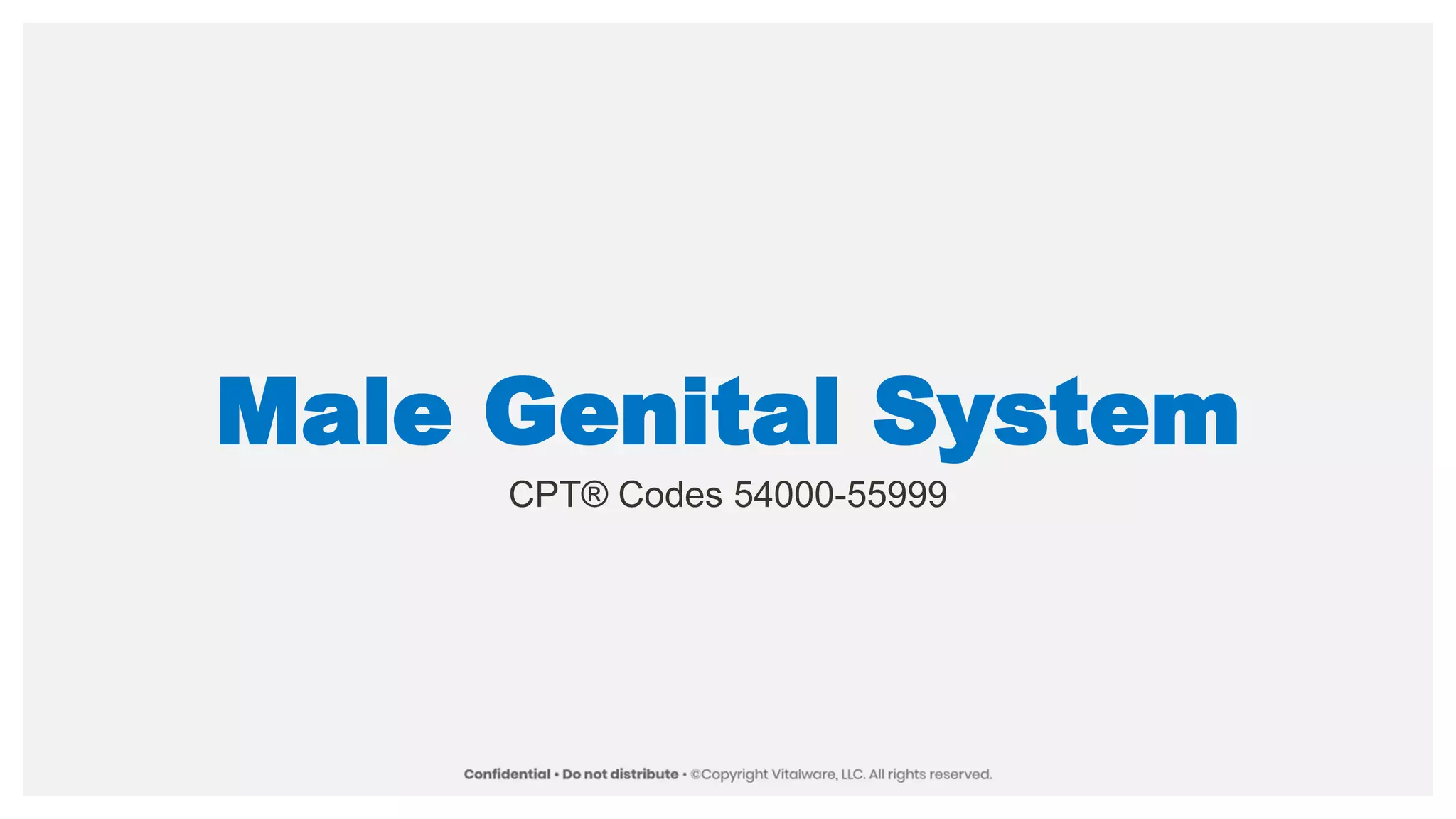 Male Genital System
CPT® Codes 54000-55999
 