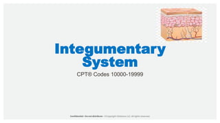 Integumentary
System
CPT® Codes 10000-19999
 