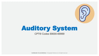 Auditory System
CPT® Codes 69000-69999
 