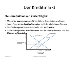 Einkommenseffekt: Dank höherem Zins muss heute weniger gespart 	werden, um denselben Ertrag zu generieren  Menschen sparen weniger6/8/10Volkswirtschaftslehre B41. Substitutionseffekt > Einkommenseffekt2. Substitutionseffekt < Einkommenseffekt