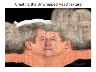 Creating the Unwrapped Head Texture
flayed template with mesh overlay
70
 