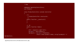 <？php
namespace AppHttpControllers;
use Product;
class ProductController extends Controller
{
/**
* ProductController cons...