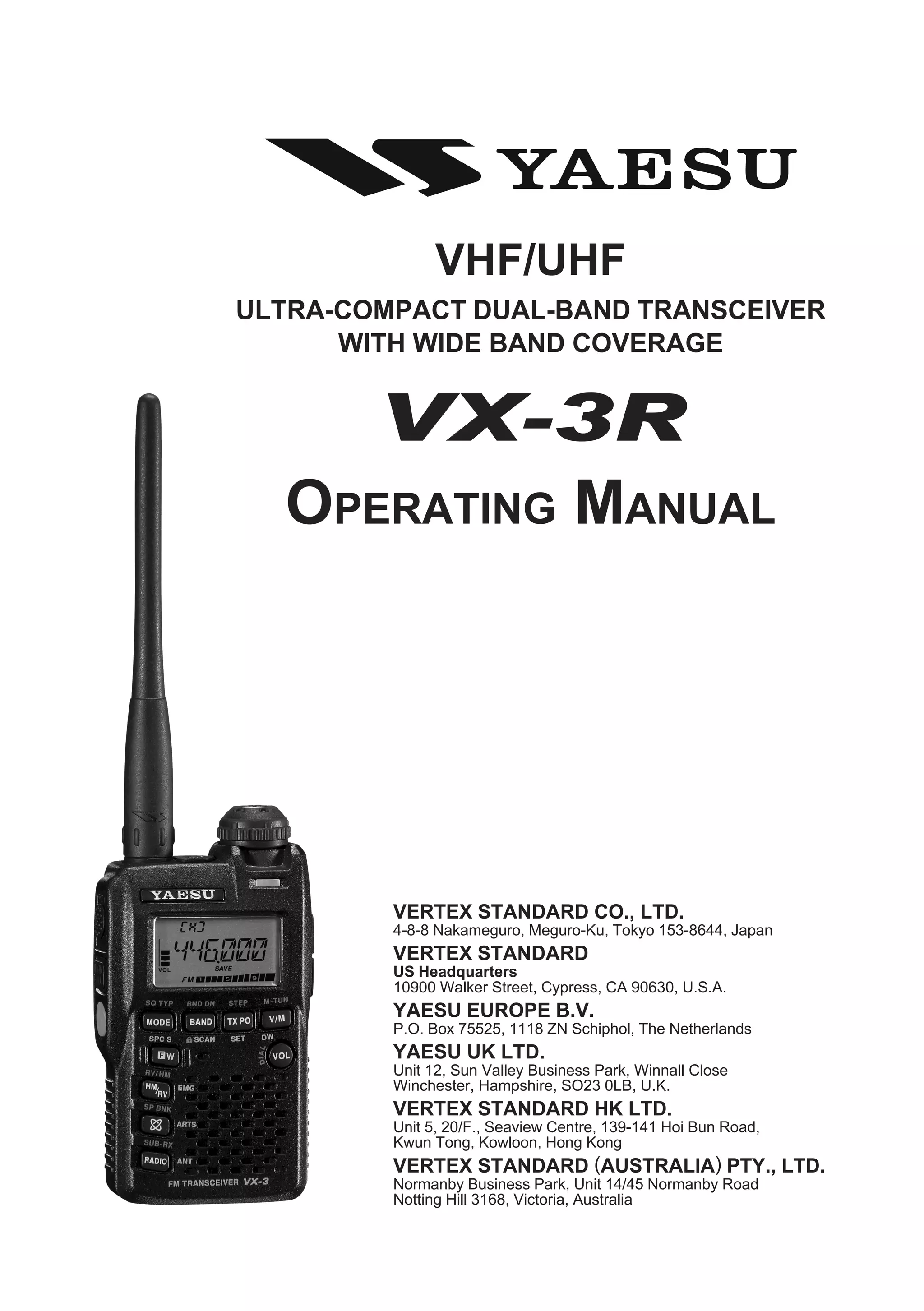 STANDARD FM TRANSCIEVER VX-3 スタンダード VX-3 アマチュア無線受信機