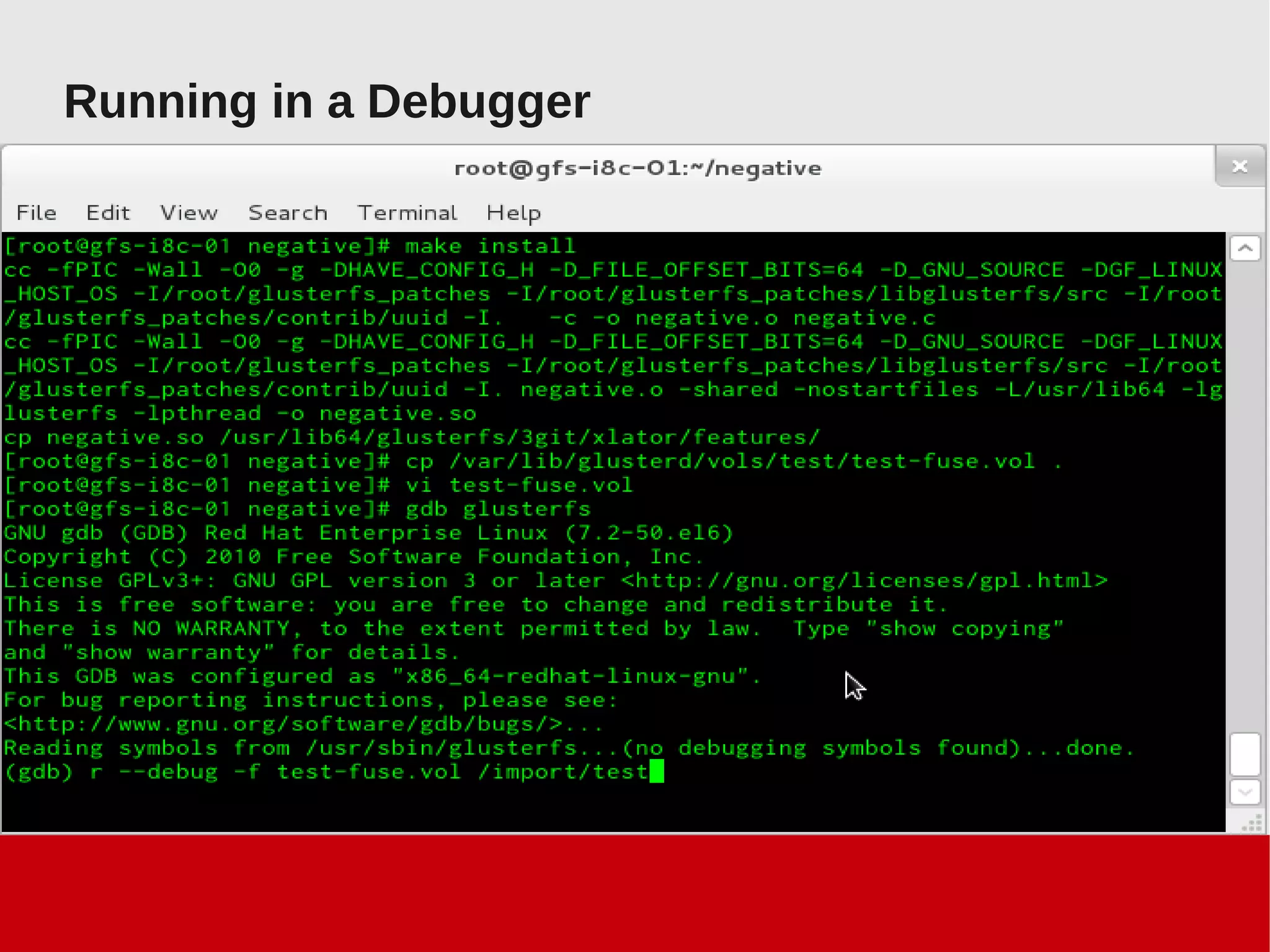Running in a Debugger
 