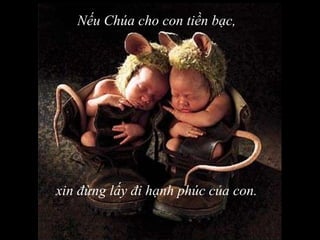 Nếu Chúa cho con tiền bạc,  xin đừng lấy đi hạnh phúc của con.  