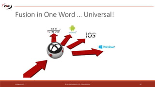 18 August 2015 © VXL INSTRUMENTS LTD - CONFIDENTIAL 32
Fusion in One Word … Universal!
 