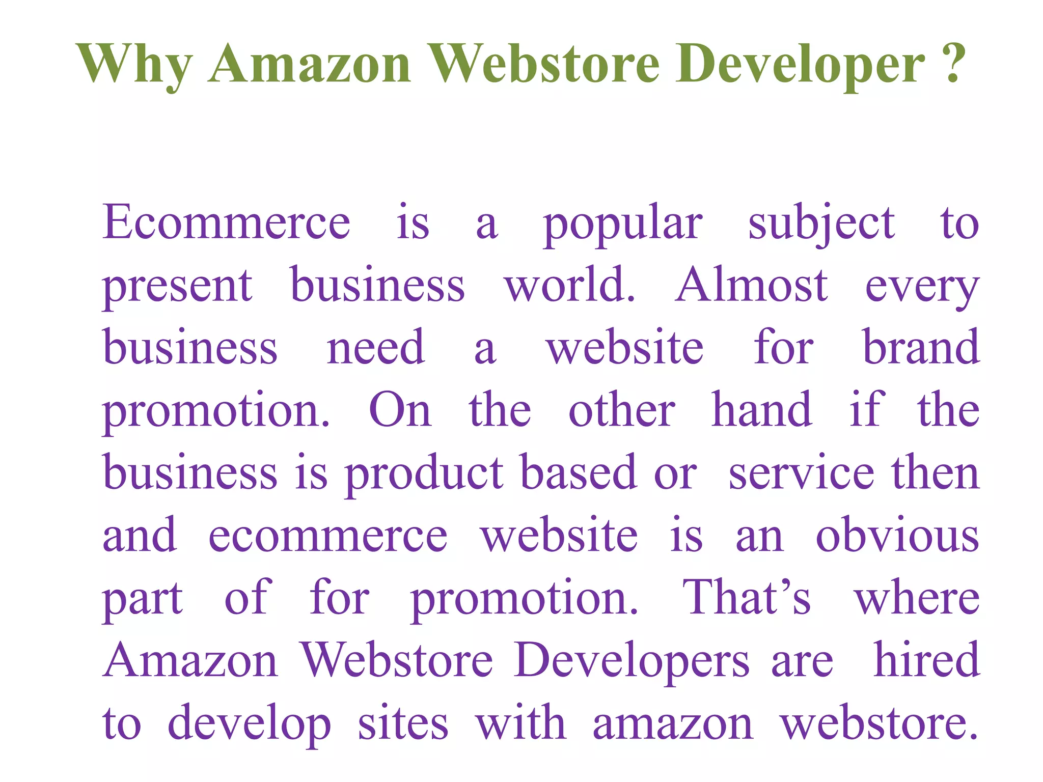 Amazon Webstore Developers | PPT