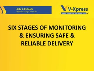 SIX STAGES OF MONITORING
& ENSURING SAFE &
RELIABLE DELIVERY
 