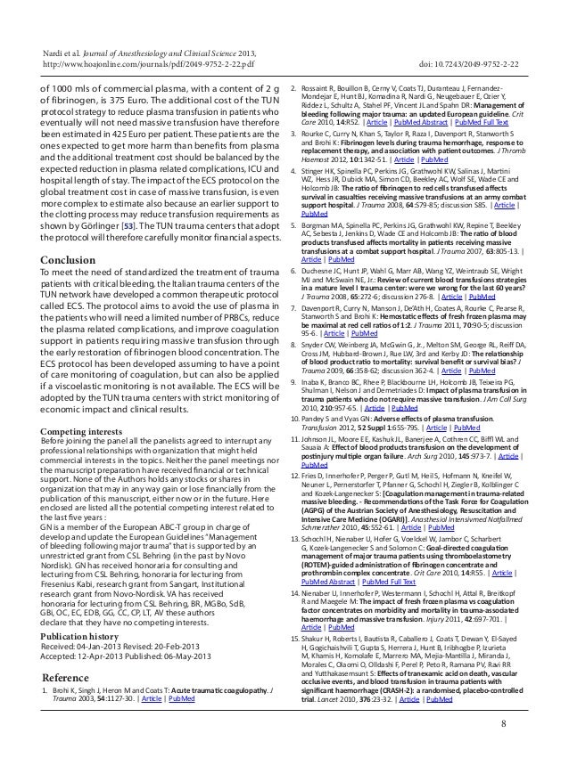 Prevention and treatment of trauma induced coagulopathy Prevention and treatment of trauma induced coagulopathy