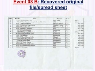 Event 08 B: Recovered original
file/spread sheet
 