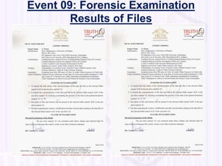 Event 09: Forensic Examination
Results of Files
 