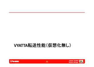 VYATTA転送性能（仮想化無し）


                Japan Vyatta
         11
                Users Group
 