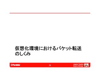 仮想化環境におけるパケット転送
のしくみ
  く
             Japan Vyatta
       21
             Users Group
 