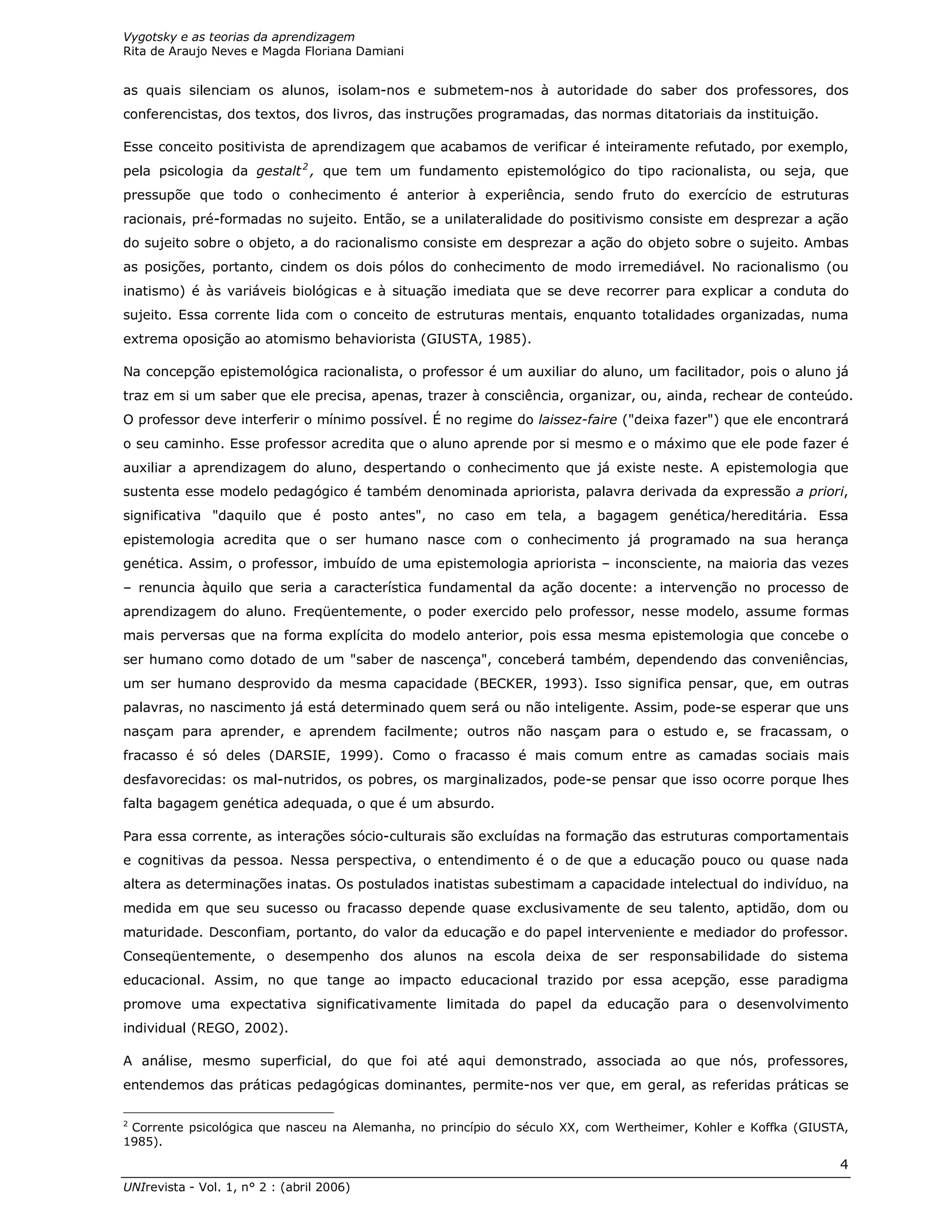 Vygotsky e as teorias da aprendizagem | PDF