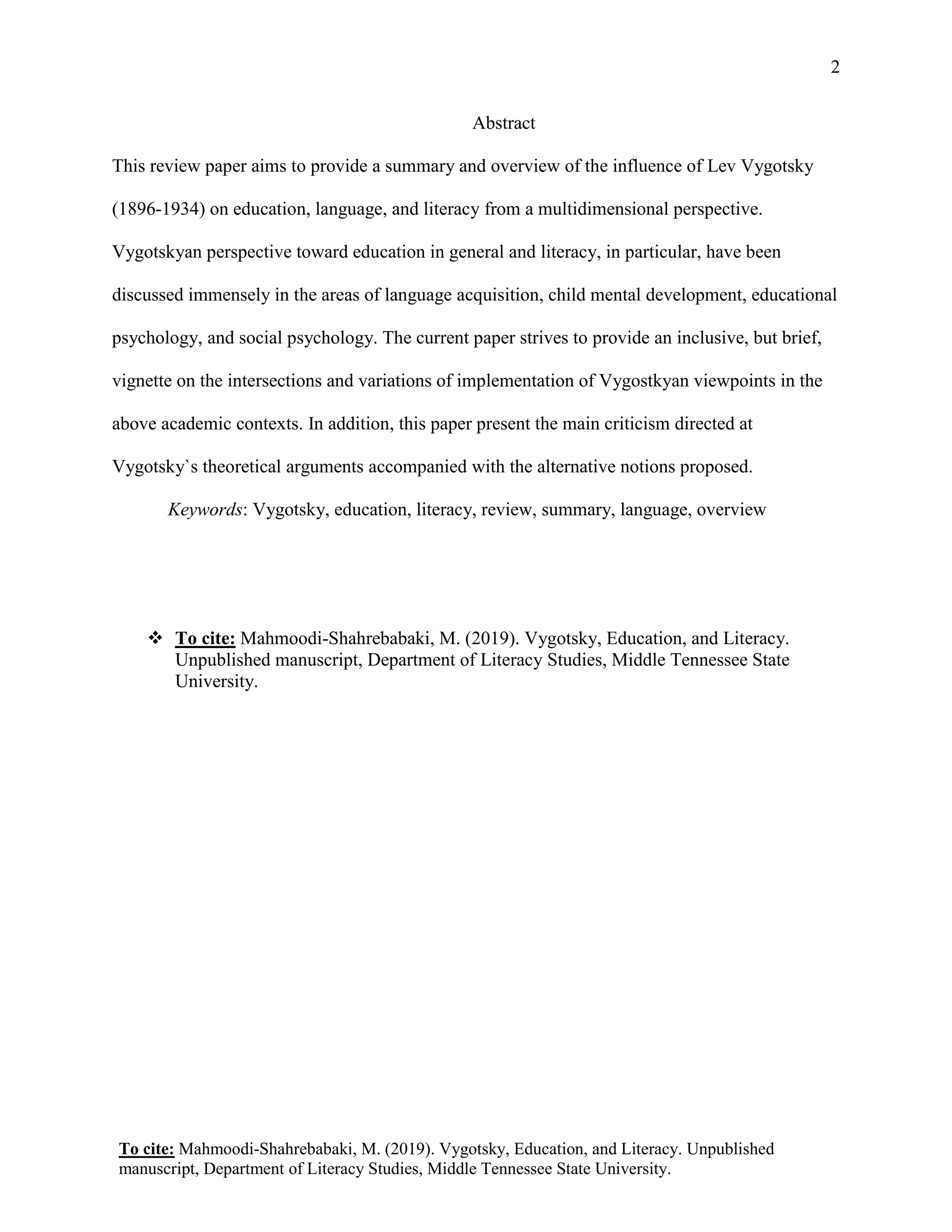 Vygotsky education literacy PDF