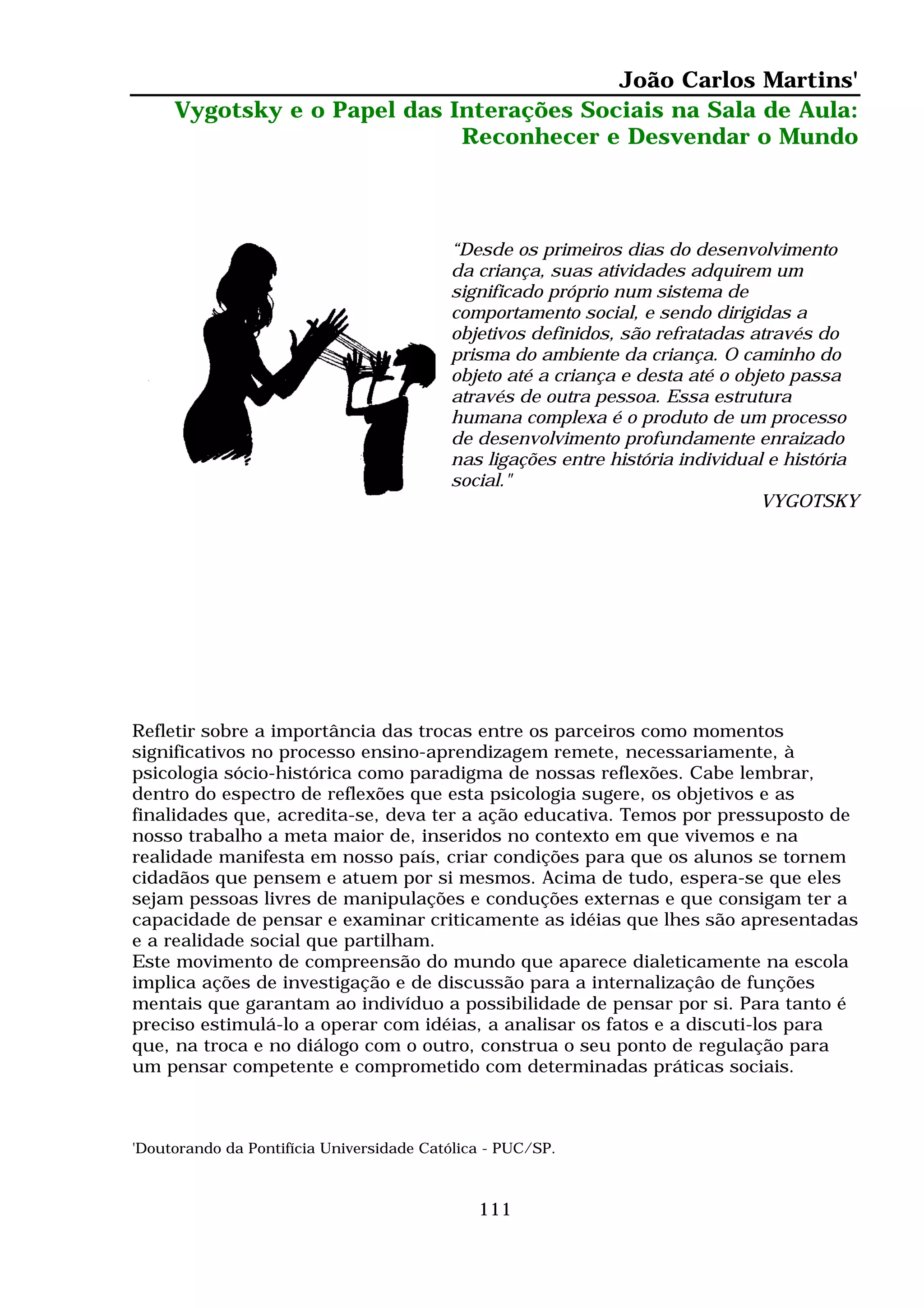 Vygotsky E O Papel Das InteraçõEs Sociais Em Sala De Aula