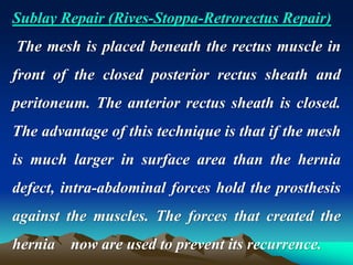 Sublay Retrorectus Vypro mesh presentation | PPT