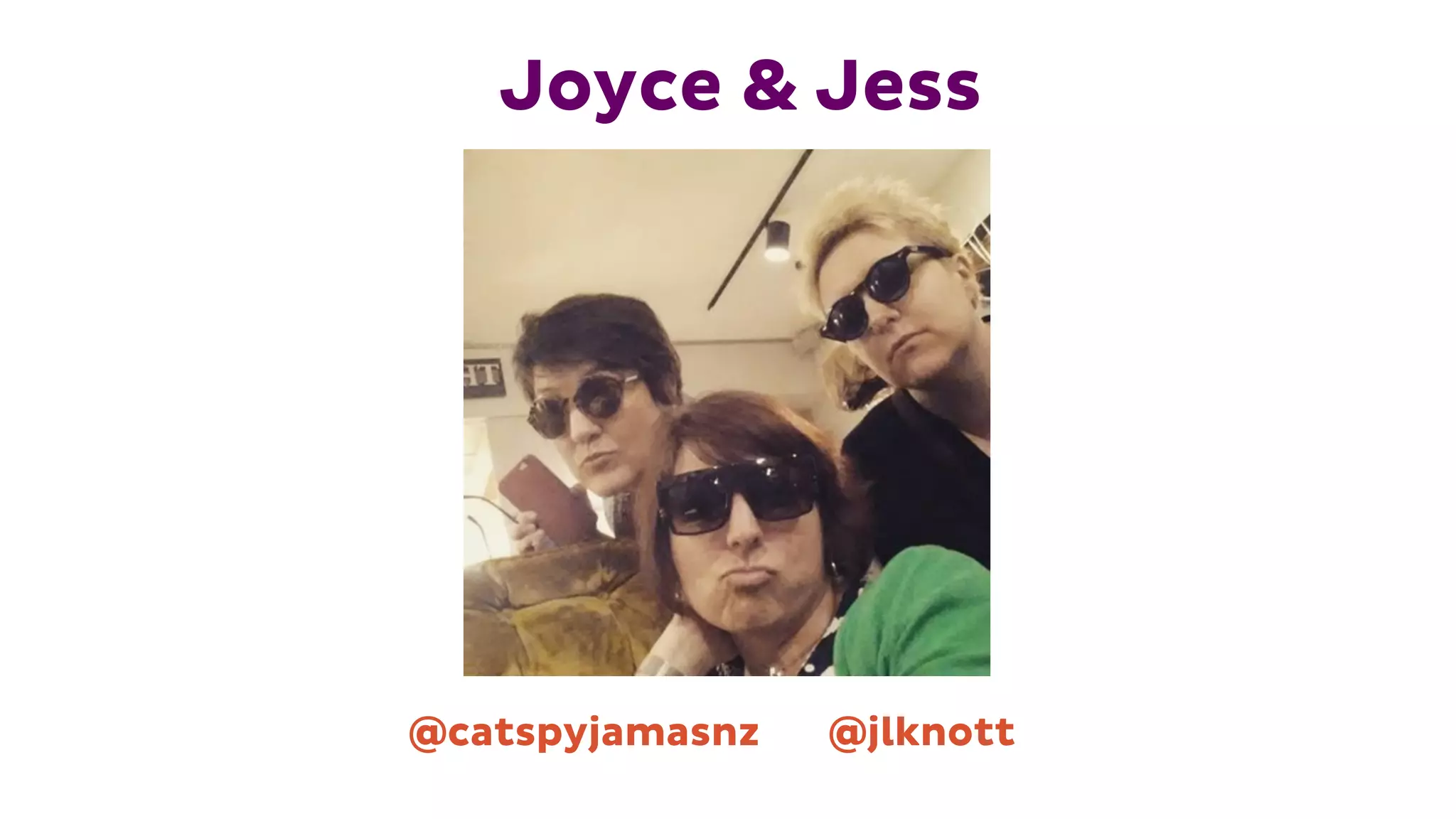 Joyce & Jess
@catspyjamasnz @jlknott
 