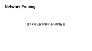 Network Pruning
중요도가 낮은 파라미터를 제거하는 것
 