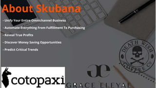 About Skubana
- Unify Your Entire Omnichannel Business
- Automate Everything From Fulfillment To Purchasing
- Reveal True Profits
- Discover Money Saving Opportunities
- Predict Critical Trends
 