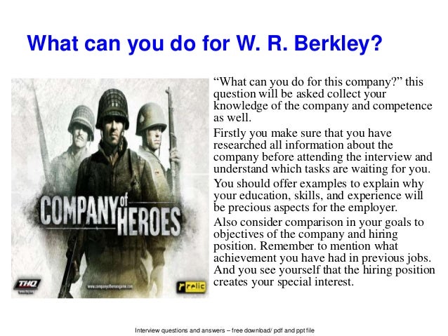 W. r. berkley interview questions and answers