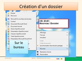 Création d'un dossier
Sur le
bureau
02/04/2015 @telier - Médiathèque de Lorient 146
 