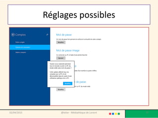 Réglages possibles
02/04/2015 @telier - Médiathèque de Lorient 77
 