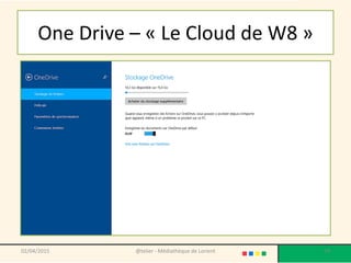 One Drive – « Le Cloud de W8 »
02/04/2015 @telier - Médiathèque de Lorient 79
 