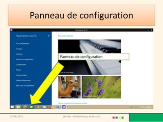 Panneau de configuration
02/04/2015 @telier - Médiathèque de Lorient 92
Panneau de configuration
 