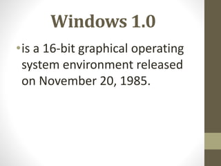 Windows operating system | PPTX | Operating Systems | Computer Software ...
