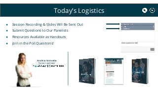 Today’s Logistics
● Session Recording & Slides Will Be Sent Out
● Submit Questions to Our Panelists
● Resources Available ...