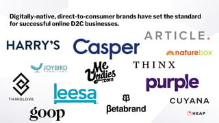 Digitally-native, direct-to-consumer brands have set the standard
for successful online D2C businesses.
 