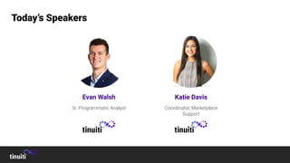 Today’s Speakers
Evan Walsh
Sr. Programmatic Analyst
Katie Davis
Coordinator, Marketplace
Support
 
