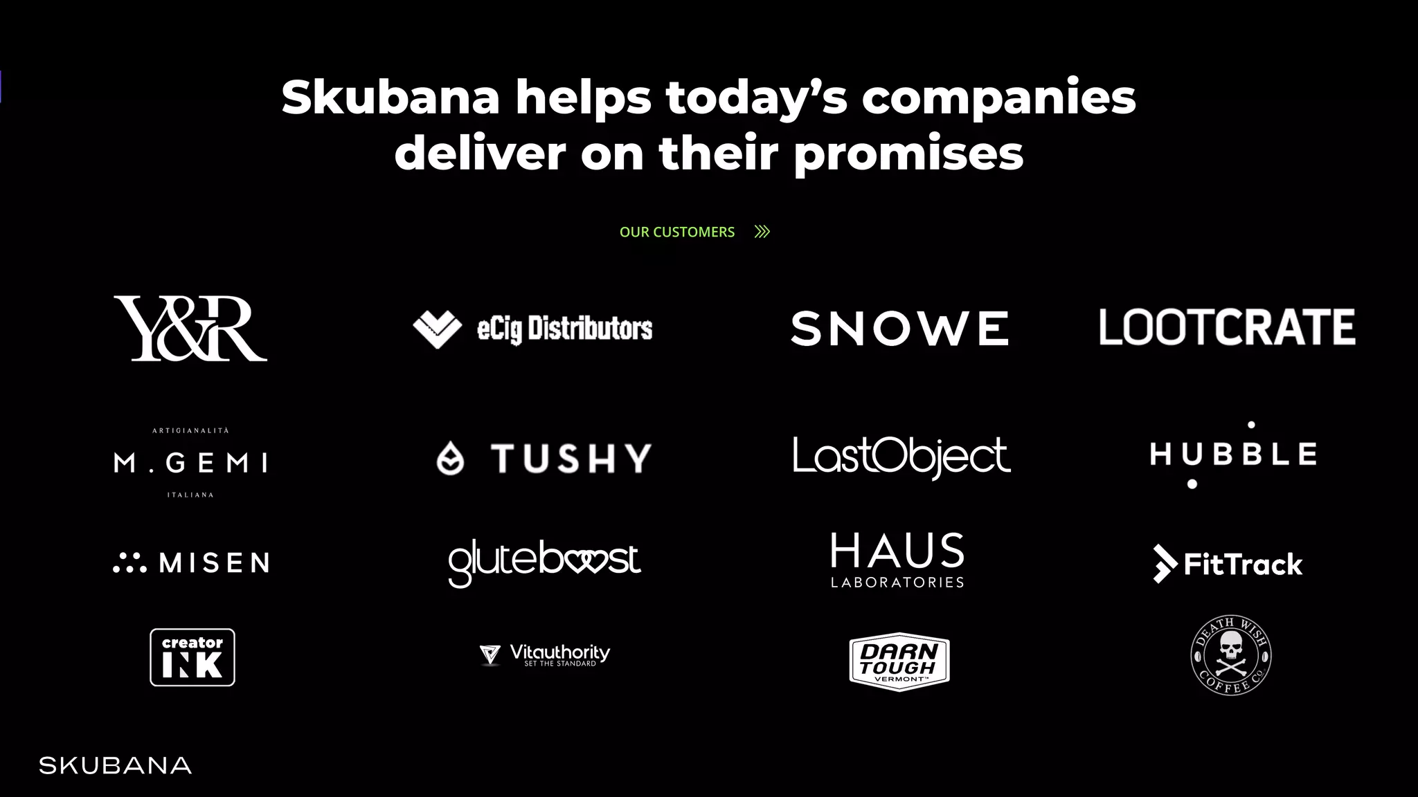 Skubana helps today’s companies
deliver on their promises
OUR CUSTOMERS
 