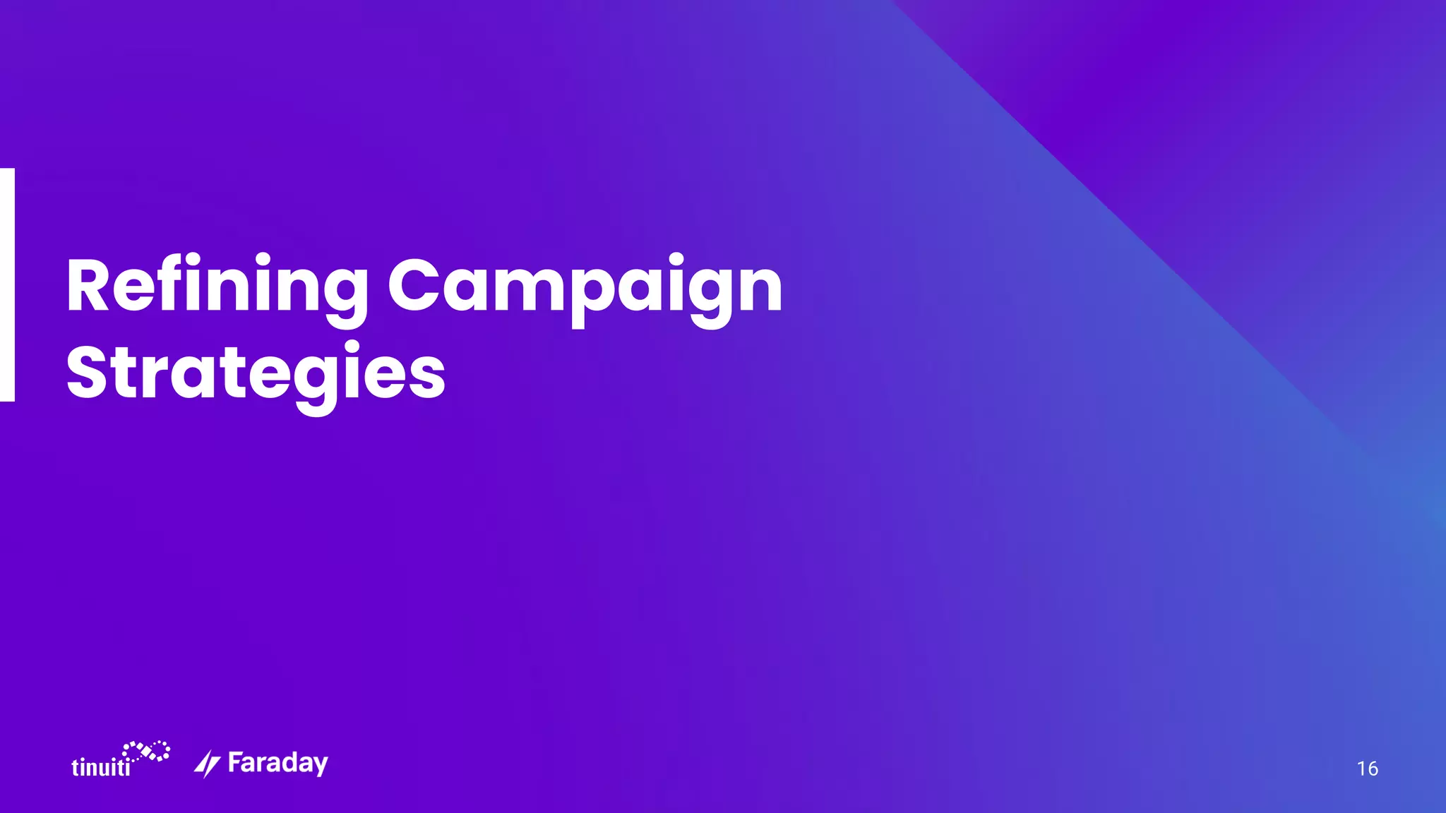 Refining Campaign
Strategies
16
 