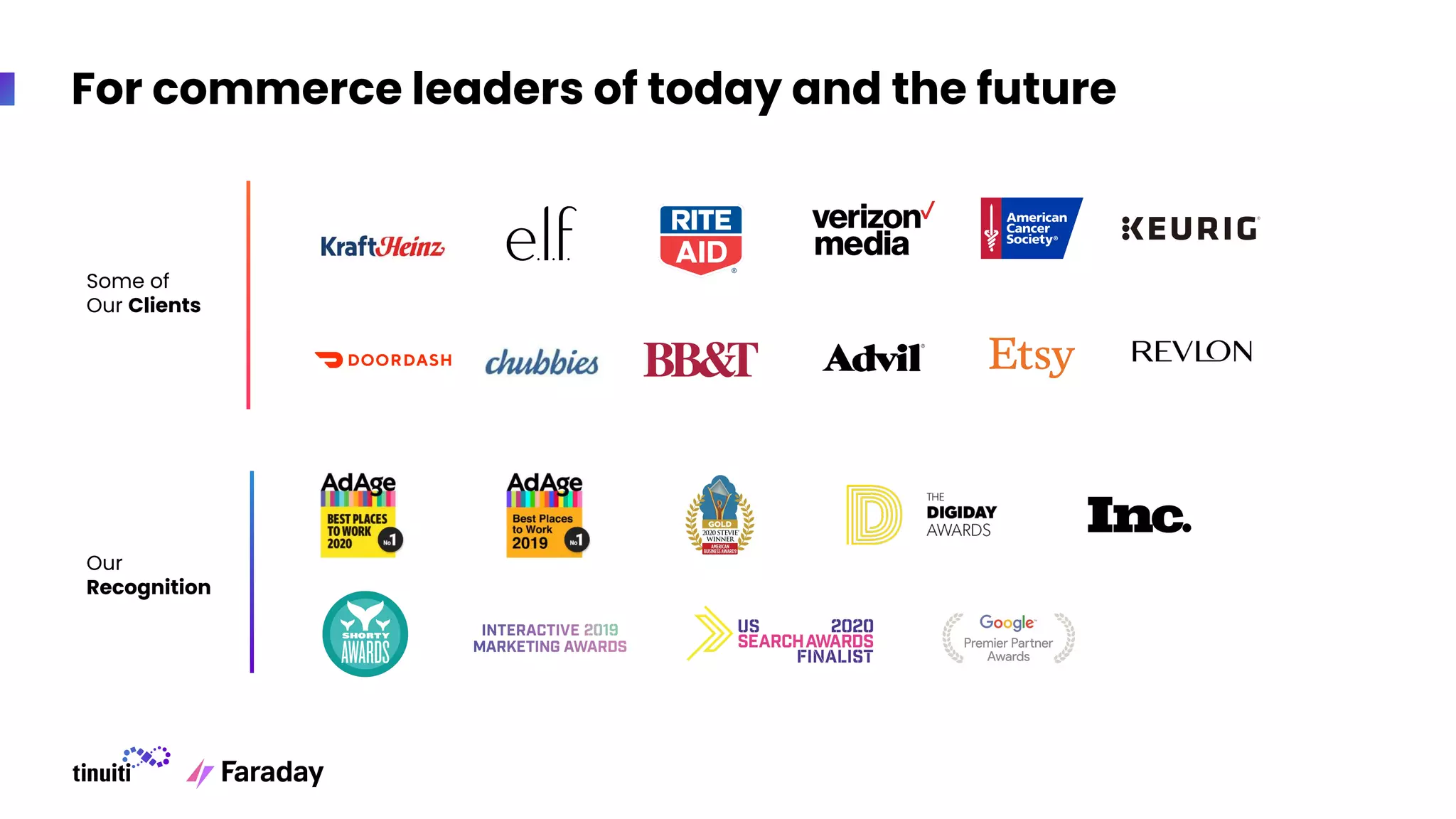 Some of
Our Clients
Our
Recognition
For commerce leaders of today and the future
 