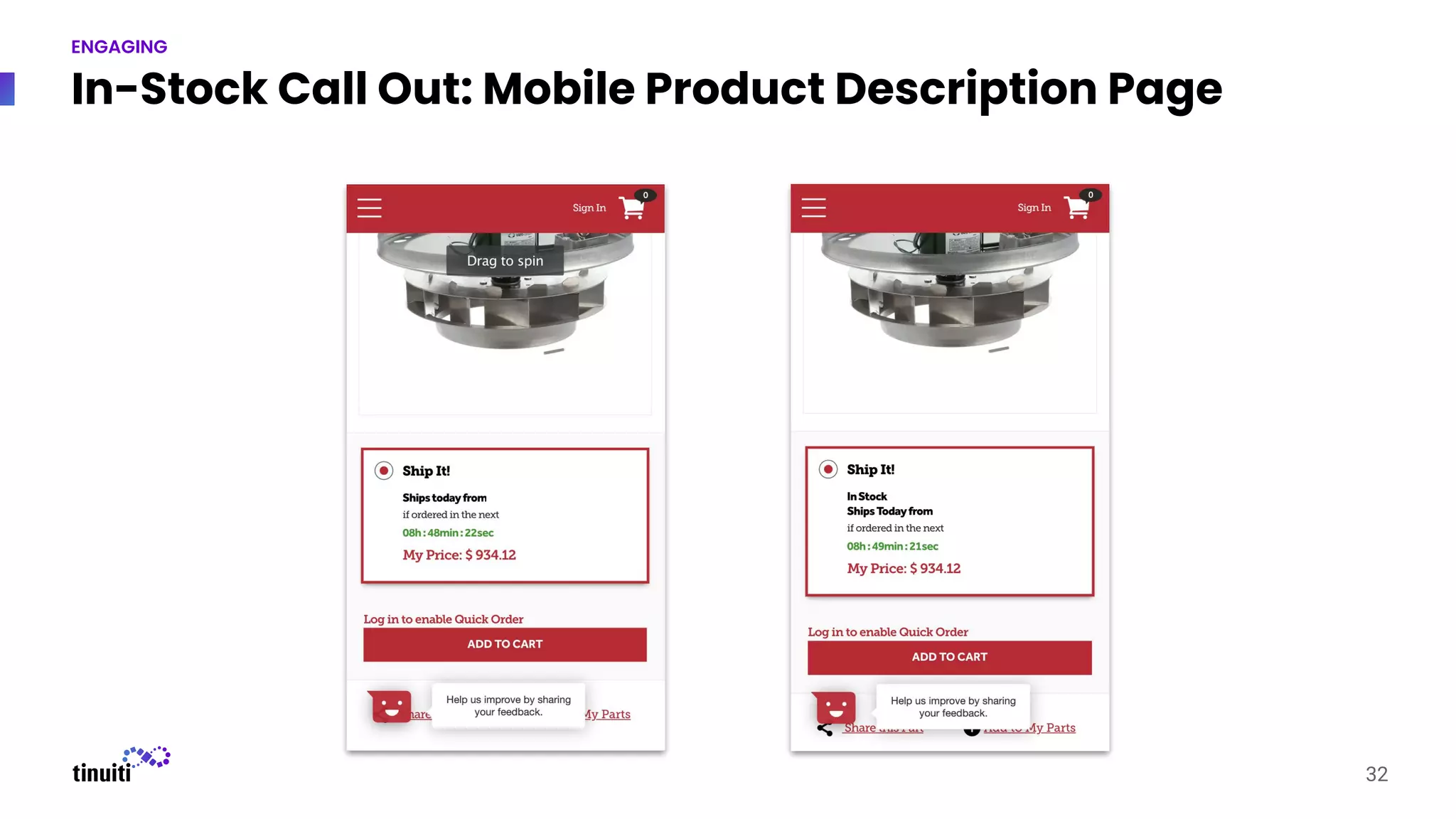 In-Stock Call Out: Mobile Product Description Page
32
ENGAGING
 