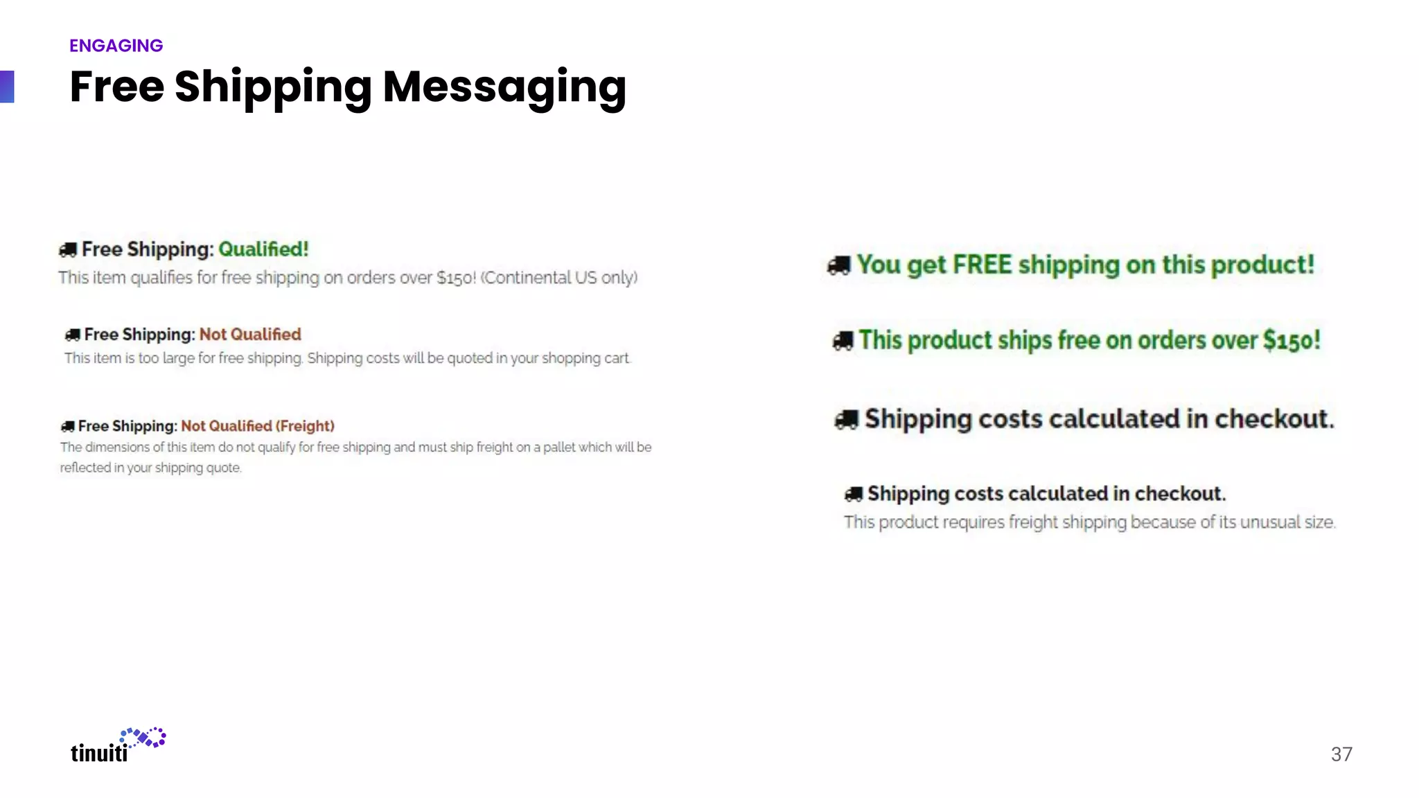 Free Shipping Messaging
37
ENGAGING
 