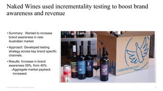 20
© Forrester Research, Inc. All rights reserved.
Naked Wines used incrementality testing to boost brand
awareness and re...