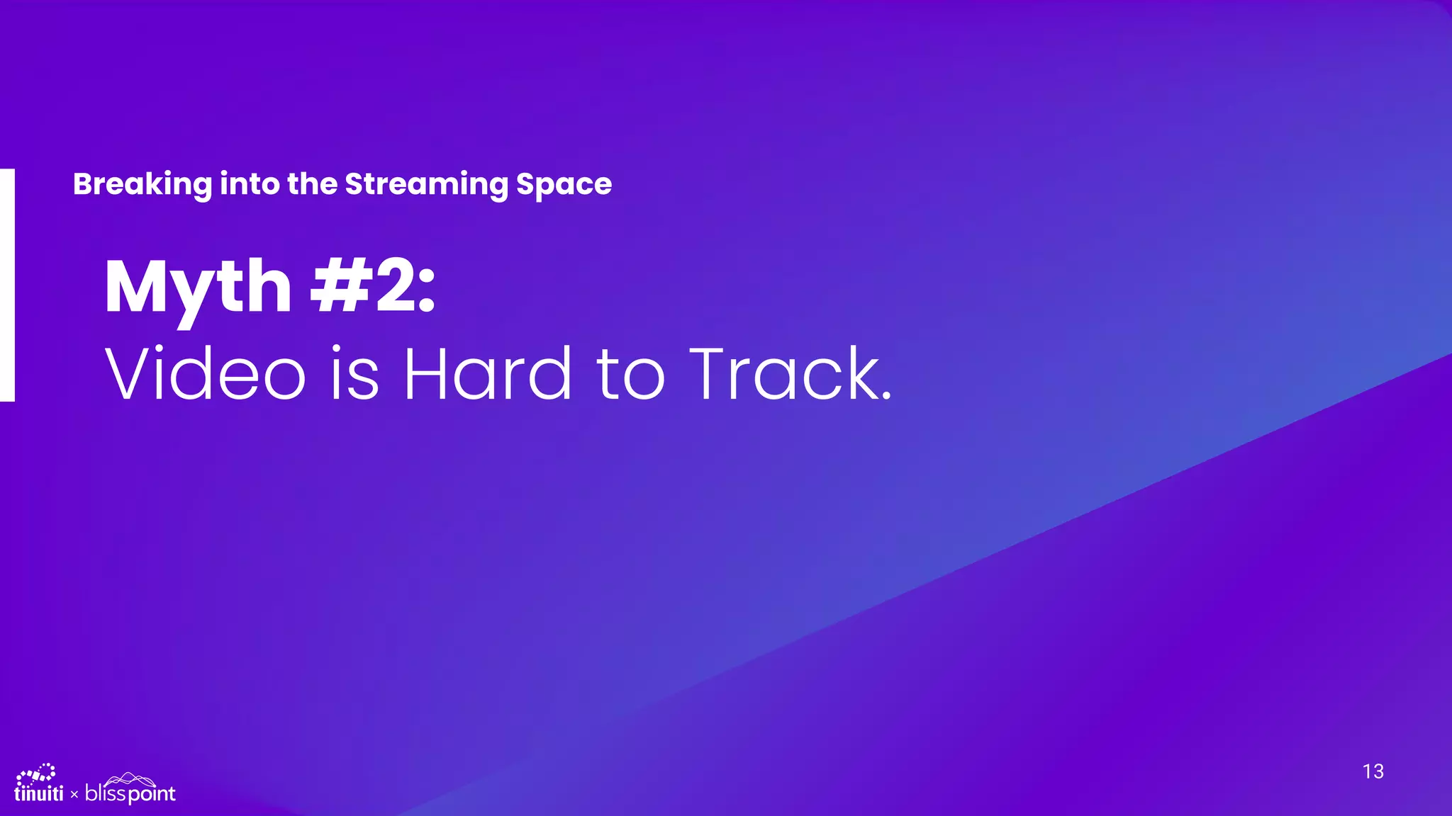 Myth #2:
Video is Hard to Track.
Breaking into the Streaming Space
13
 