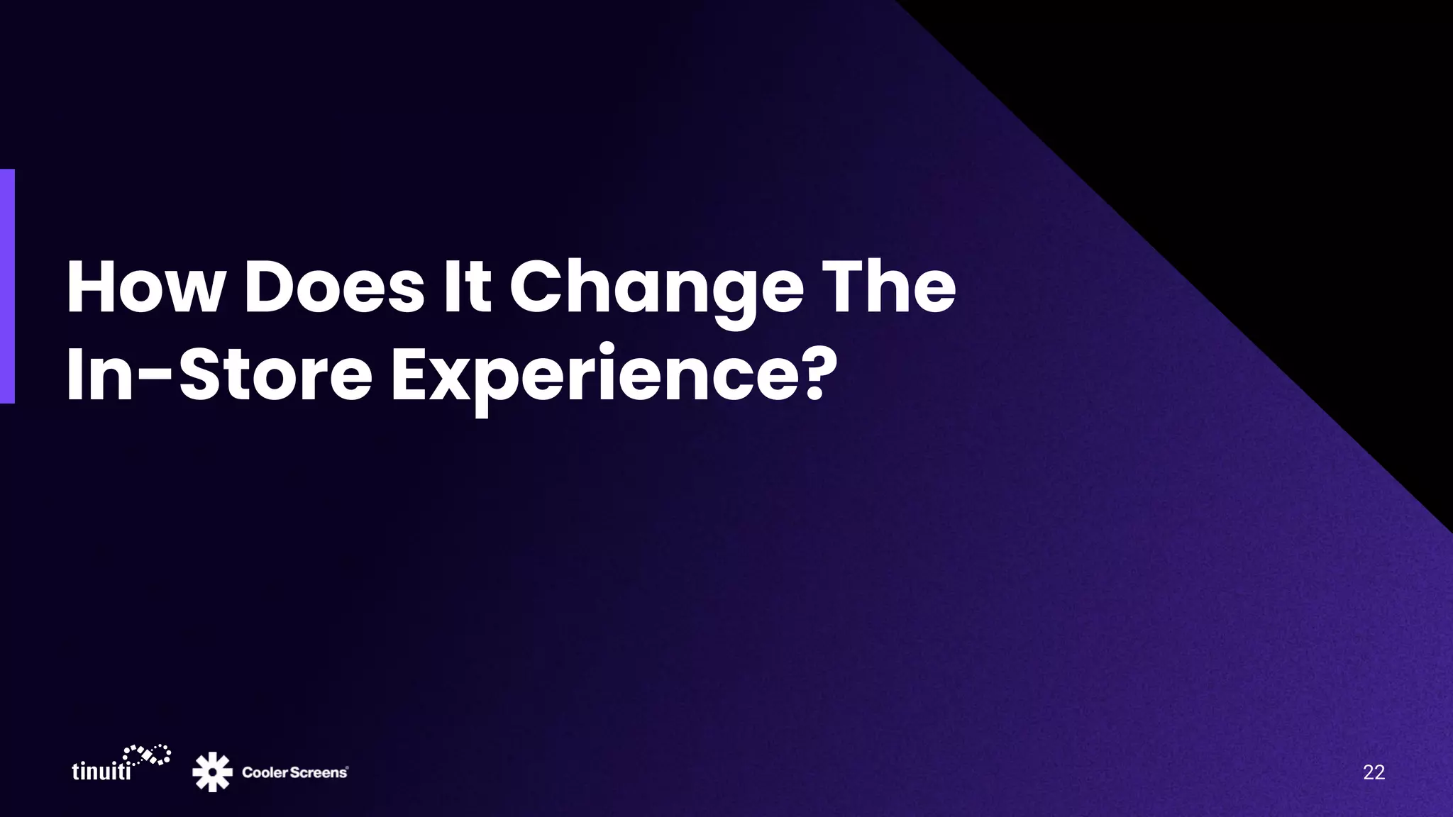 How Does It Change The
In-Store Experience?
22
 