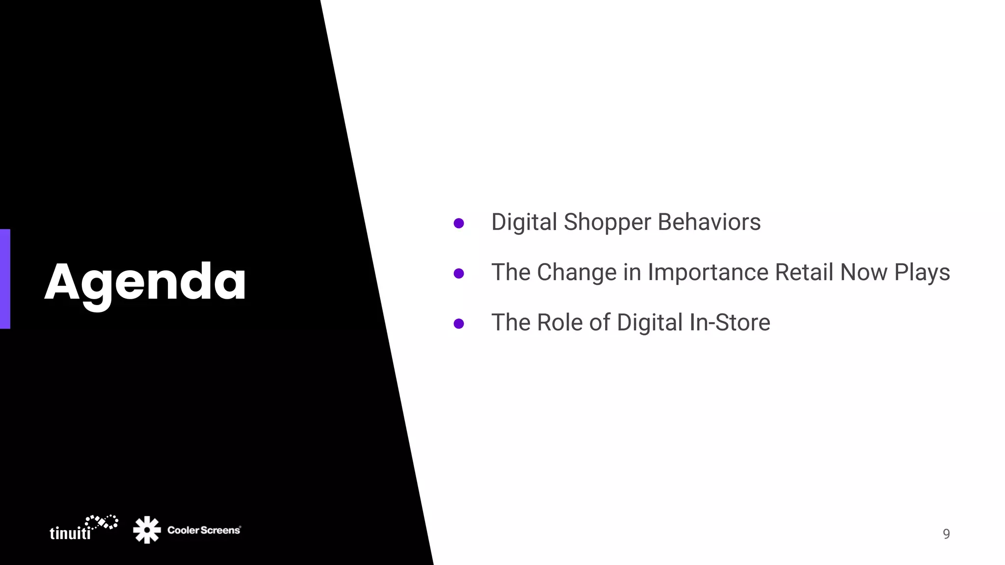 Agenda
● Digital Shopper Behaviors
● The Change in Importance Retail Now Plays
● The Role of Digital In-Store
9
 