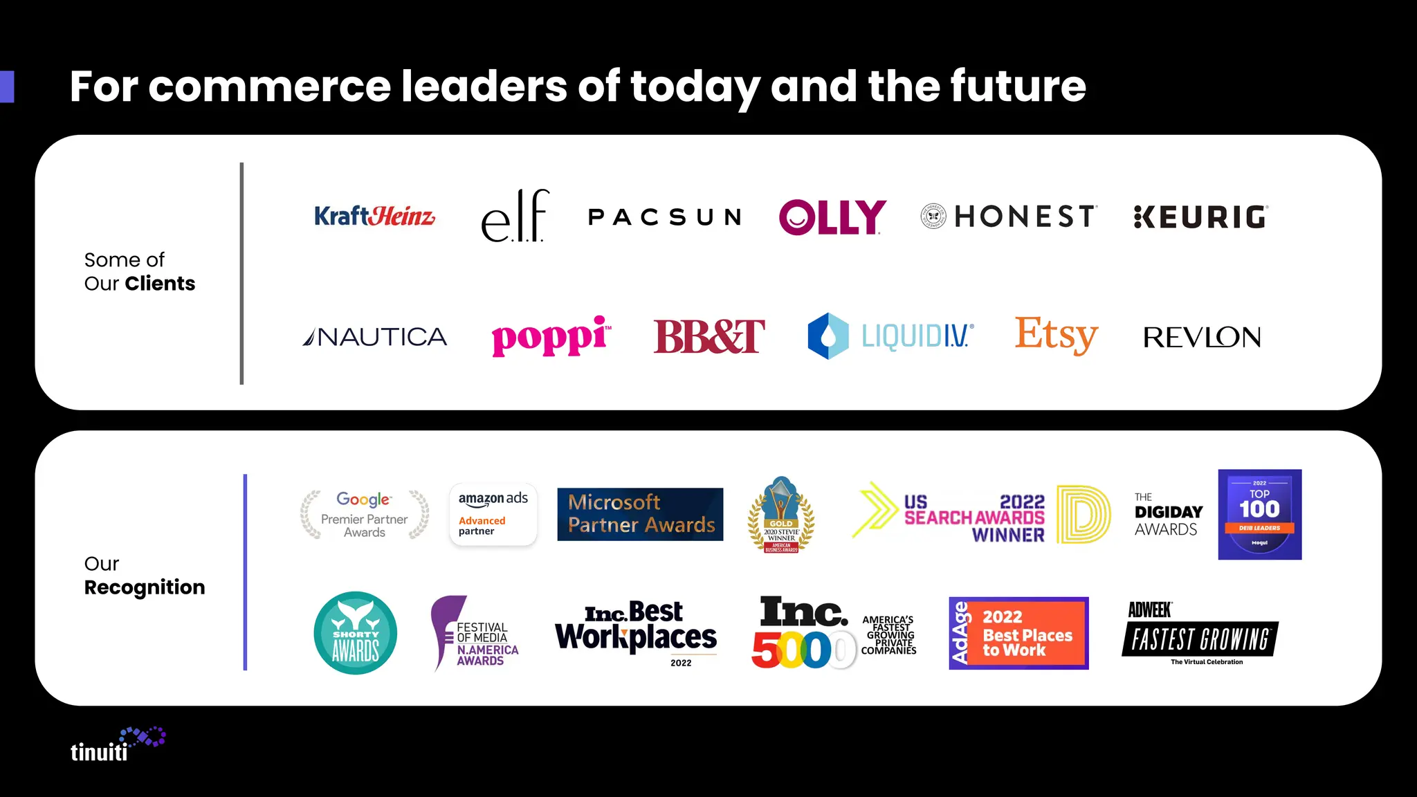 Some of
Our Clients
Our
Recognition
For commerce leaders of today and the future
 