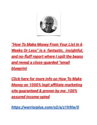How To Make Money From Your Email List In 6 Weeks Or Less