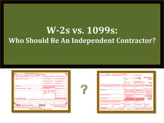 W-2s vs. 1099s:
Who Should Be An Independent Contractor?
 