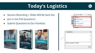 ● Session Recording + Slides Will Be Sent Out
● Join in the Poll Questions!
● Submit Questions to Our Panelists
Today’s Logistics
 