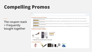 The coupon stack
= Frequently
bought together
Compelling Promos
 