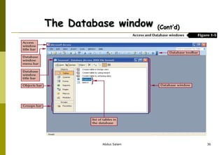 The Database window  (Cont’d) 